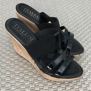 Italian Shoemakers Black Wedge Sandals
